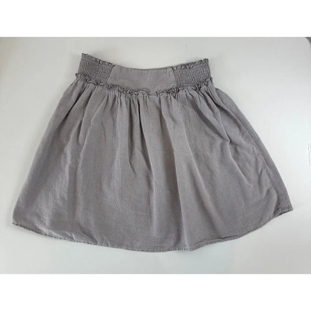 Mimi Chica Women's Pull On Smocked Waistband Skirt Gray Cotton Size XS